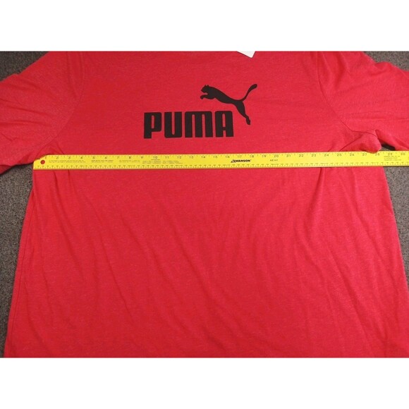 PUMA Essentials Heather Logo Crew Neck Short Sleeve T-Shirt Mens Red Casual 4XL - Picture 5 of 9
